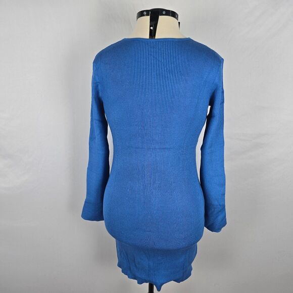 Koinshha Sweater Dress Women's XL Blue Slim Fit Long Sleeve Pullover Round Neck - Picture 7 of 16